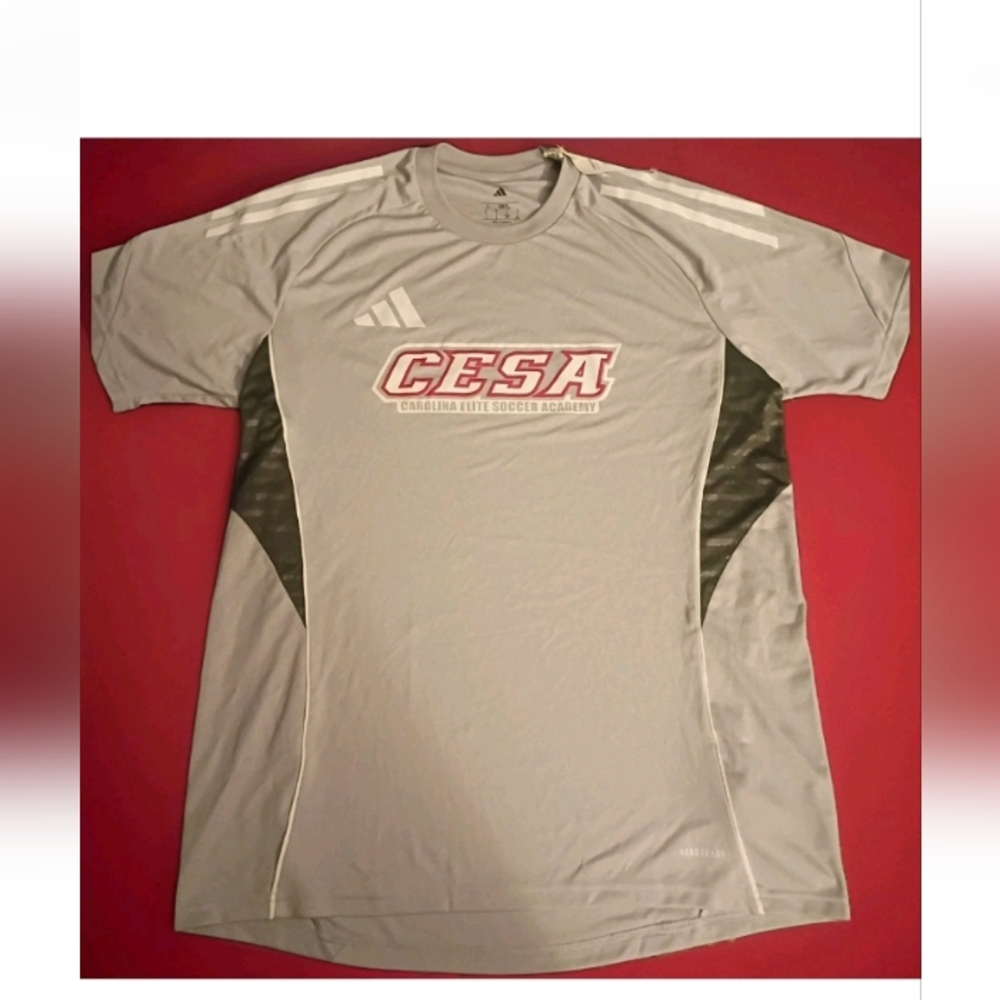 NWT adidas Gray CESA Carolina Elite Soccer Academy Jersey Large Dri- fit
